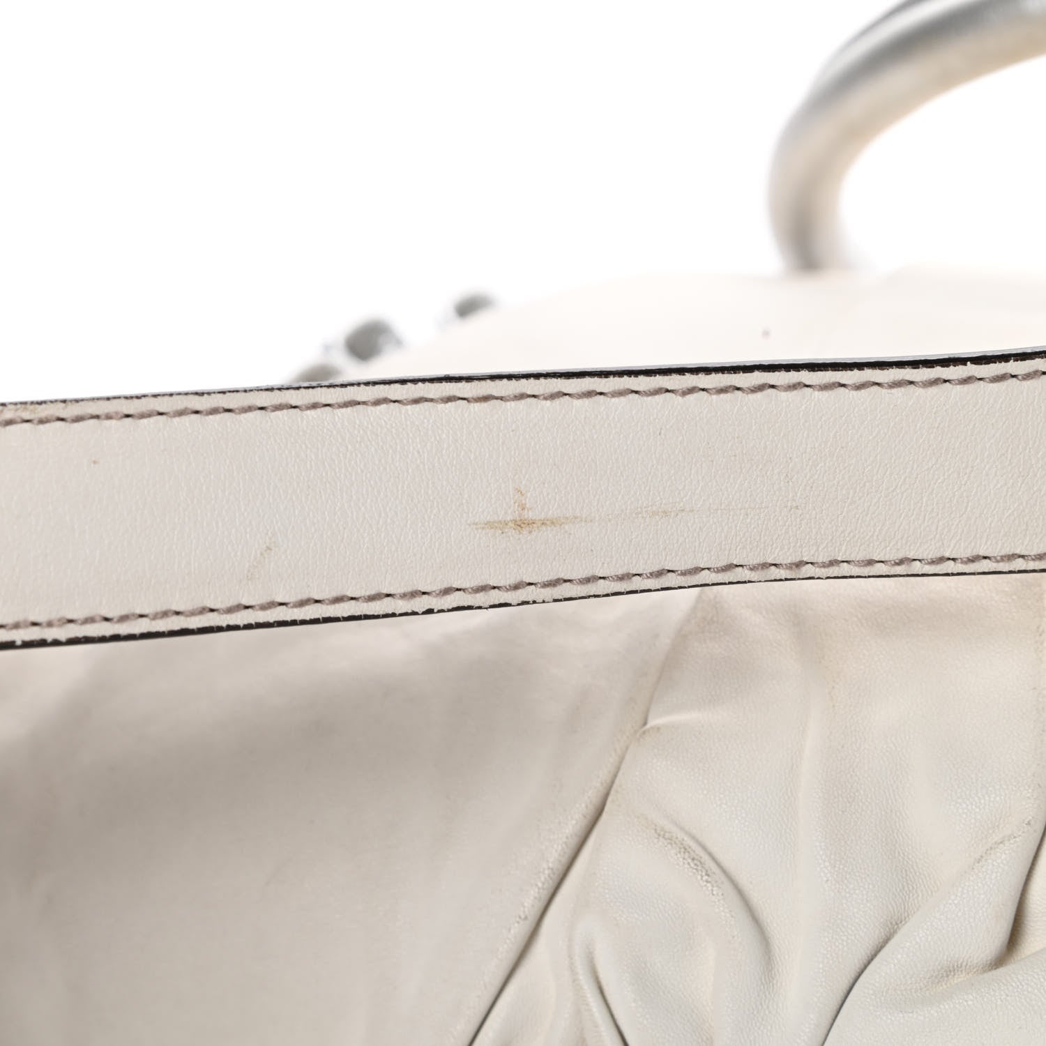 Dolce & Gabbana Distressed Calfskin Ruffled Miss Rouche Satchel White Silver 17 of 17