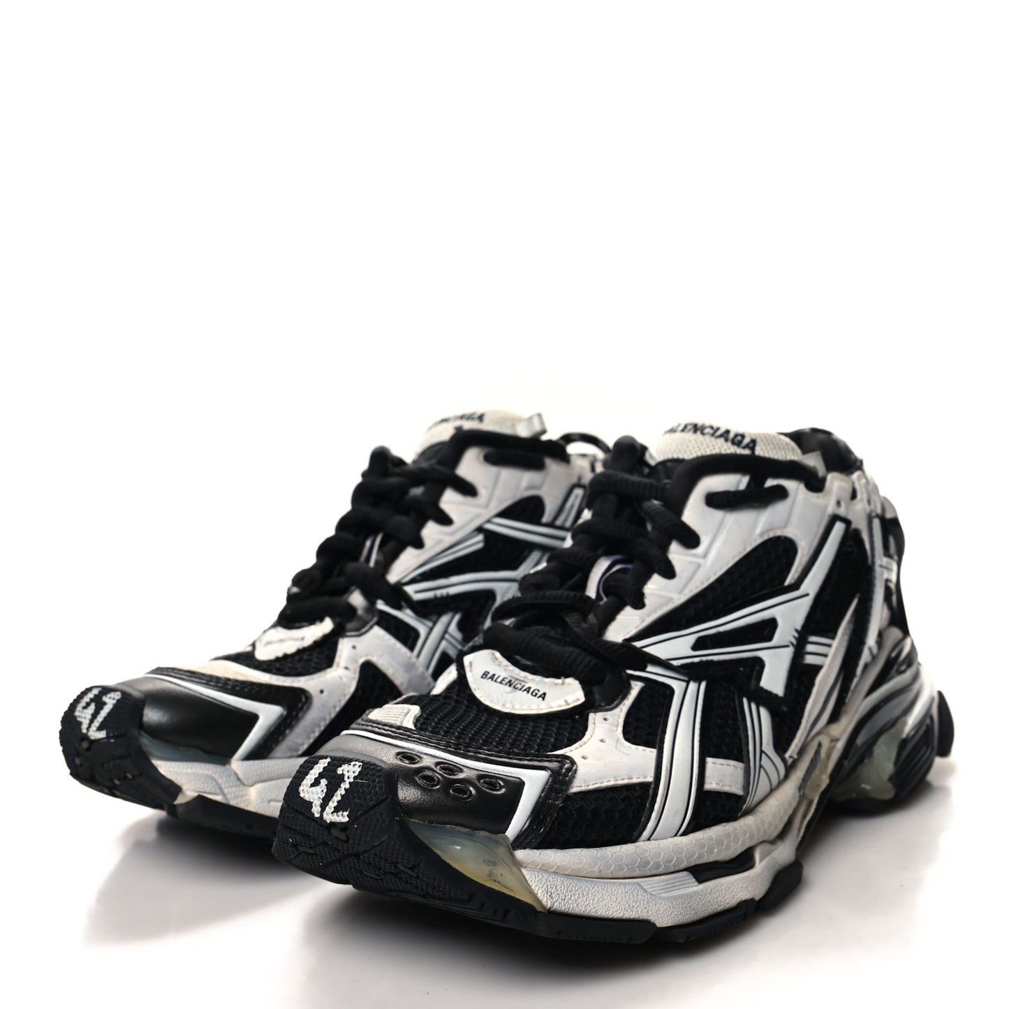 Mesh Rubber Bi-Color Womens Runner Sneakers 42 White Black
