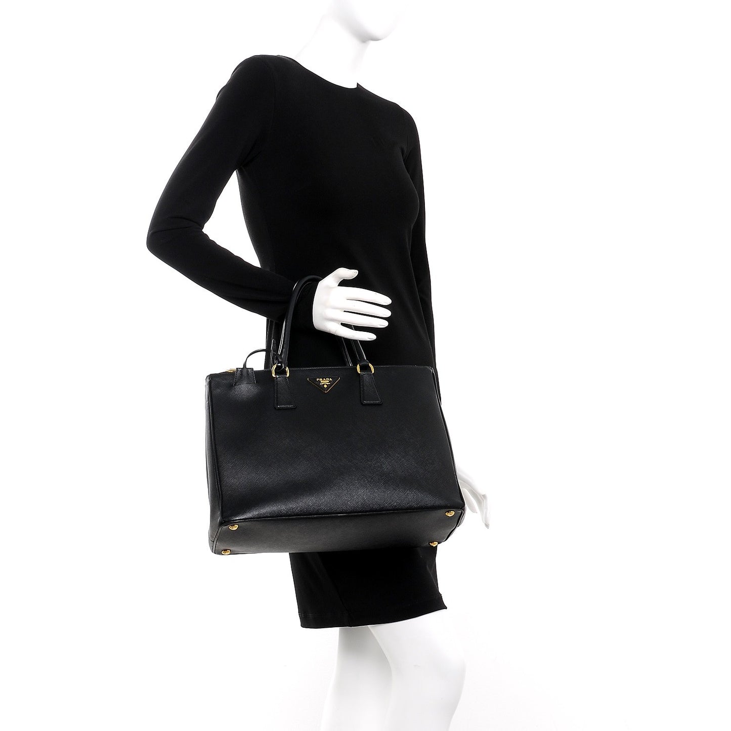 Saffiano Large Galleria Double Zip Tote Black
