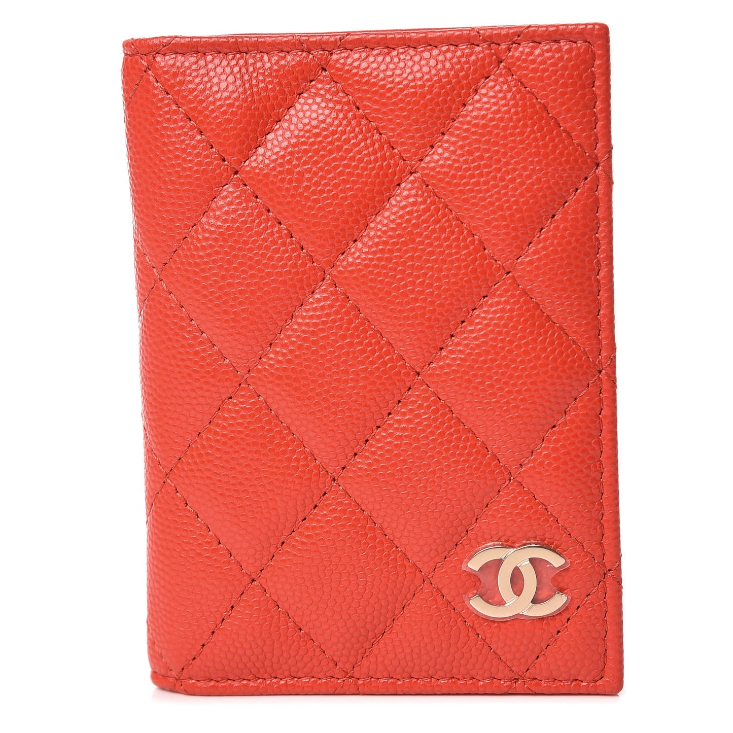 Caviar Quilted Card Holder Wallet Red