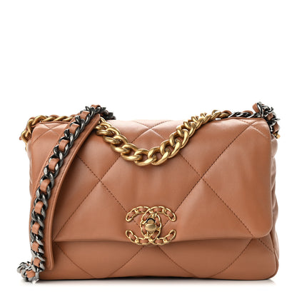 Chanel Lambskin Quilted Medium Chanel 19 Flap Brown 1 of 9