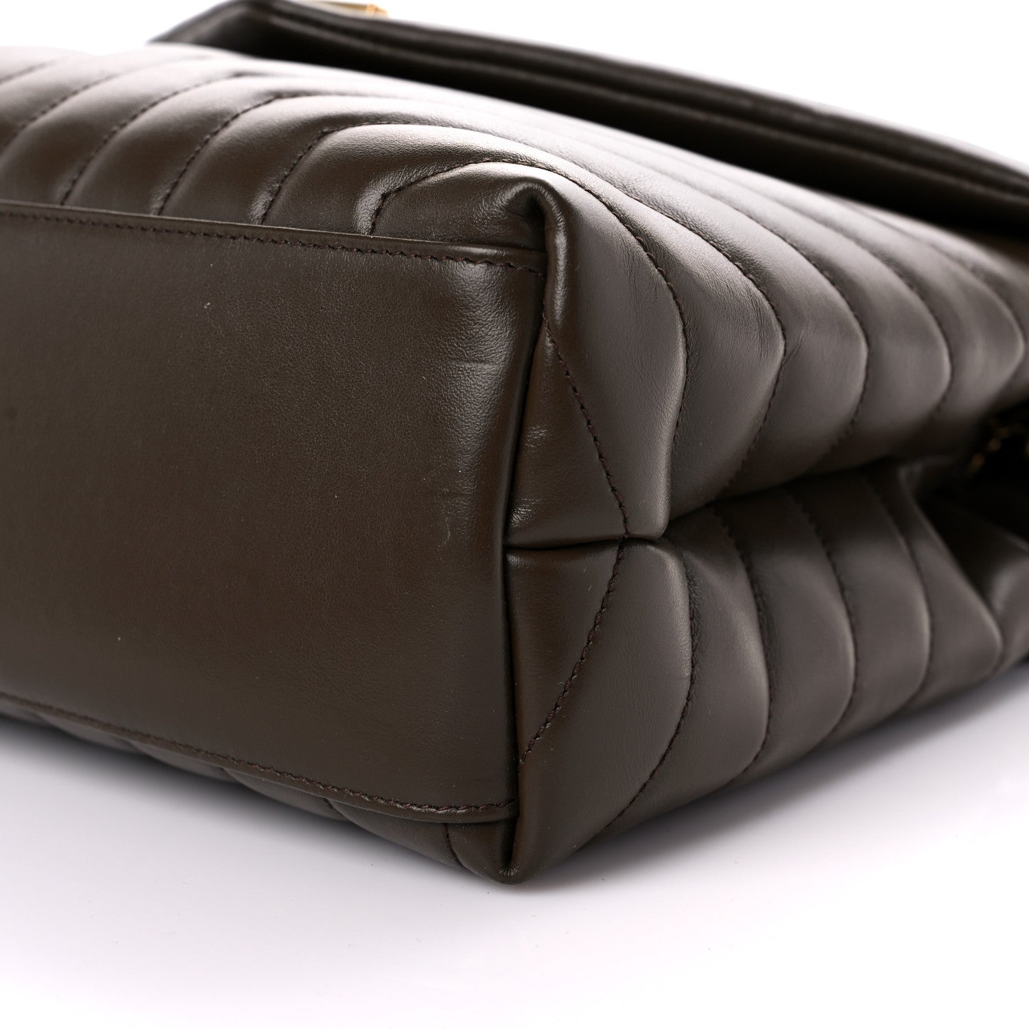 Saint Laurent Calfskin Y Quilted Monogram Medium Loulou Chain Satchel Soil Brown 10 of 13