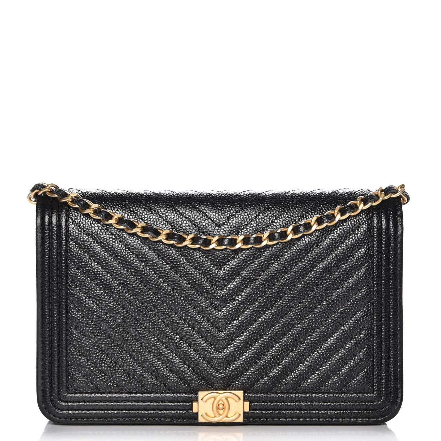 Caviar Quilted Boy Wallet On Chain WOC Black