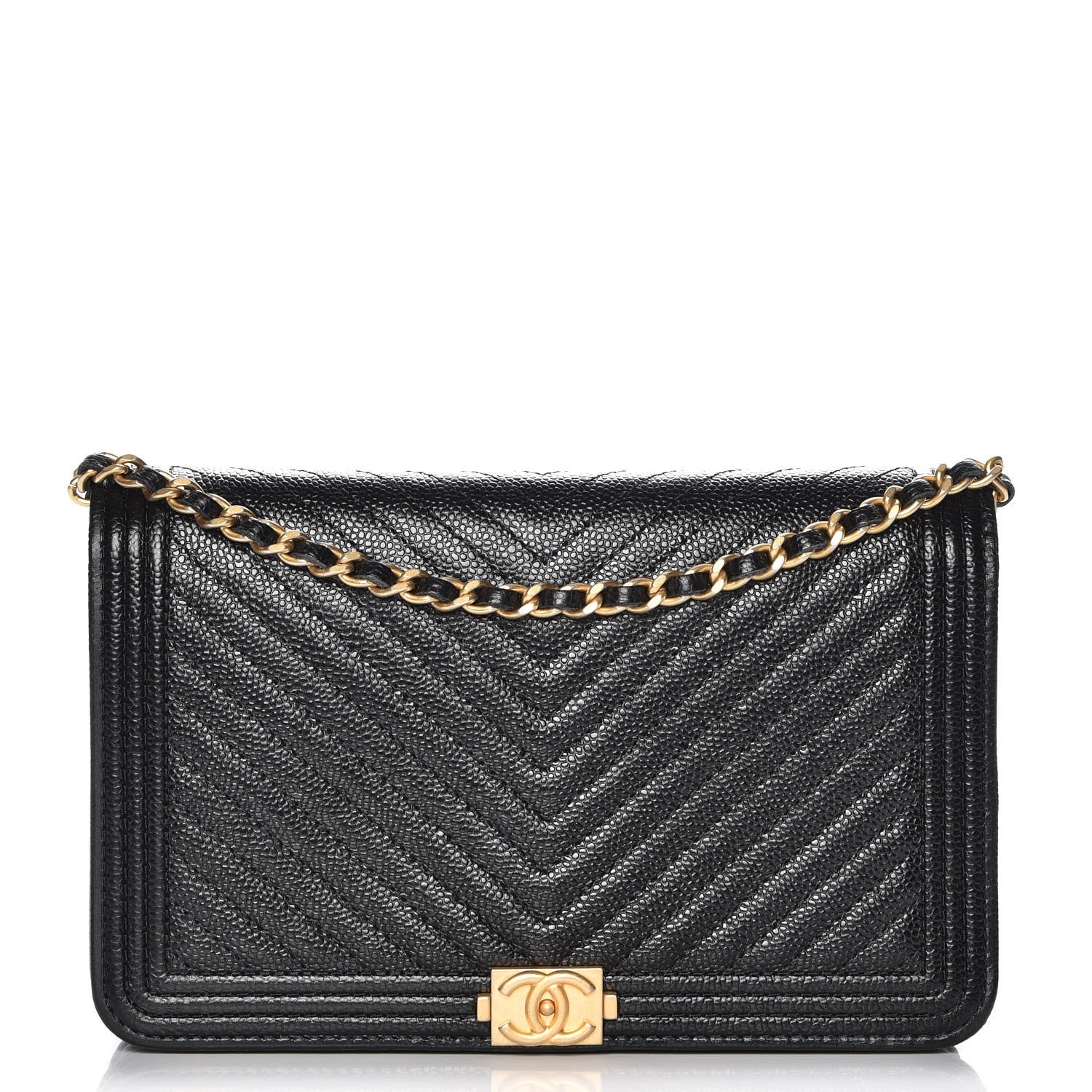 Chanel Caviar Quilted Boy Wallet On Chain WOC Black 1 of 9