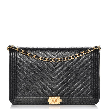 Chanel Caviar Quilted Boy Wallet On Chain WOC Black 1 of 9