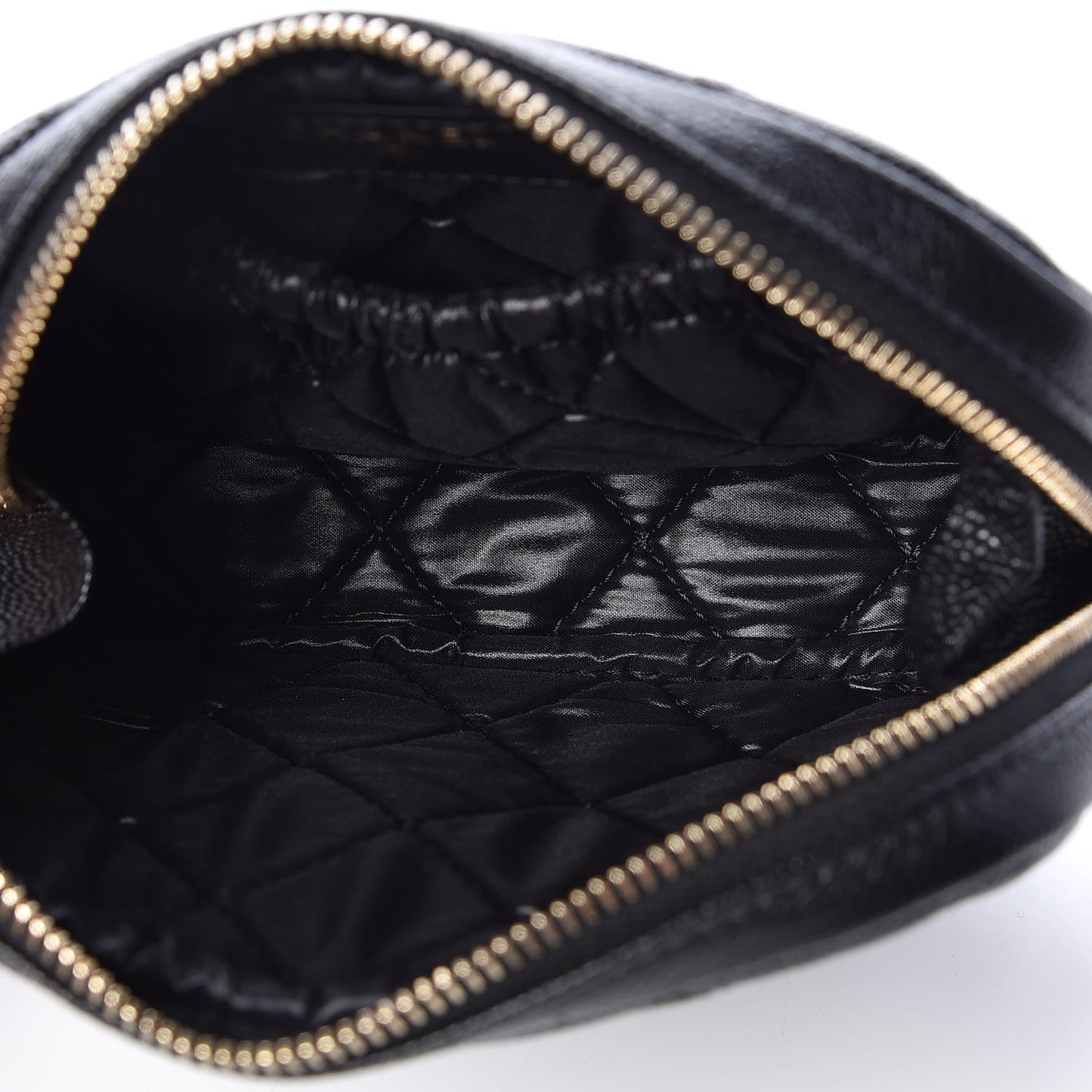 Caviar Quilted Small Curvy Pouch Cosmetic Case Black