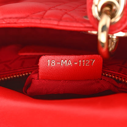 Christian Dior Lambskin Cannage Mini Lady Dior Geranium 14 of 21