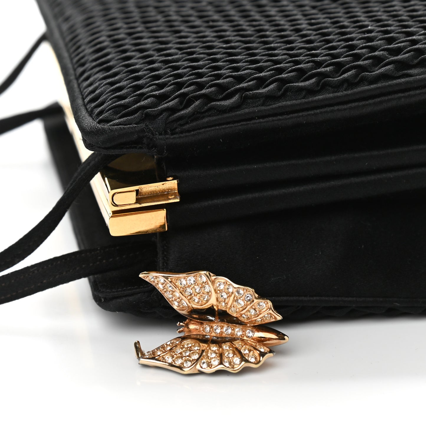 Satin Butterfly Evening Clutch Black