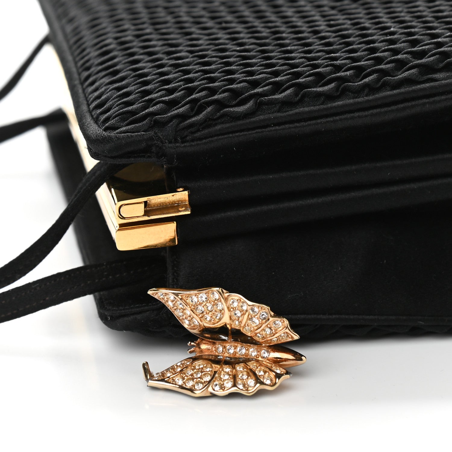 Judith Leiber Satin Butterfly Evening Clutch Black 11 of 16