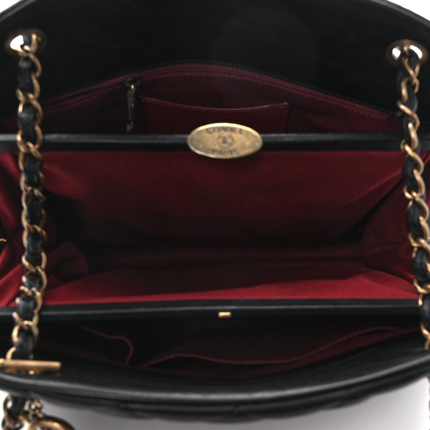 Aged Calfskin Large Just Mademoiselle Bowling Bag Black