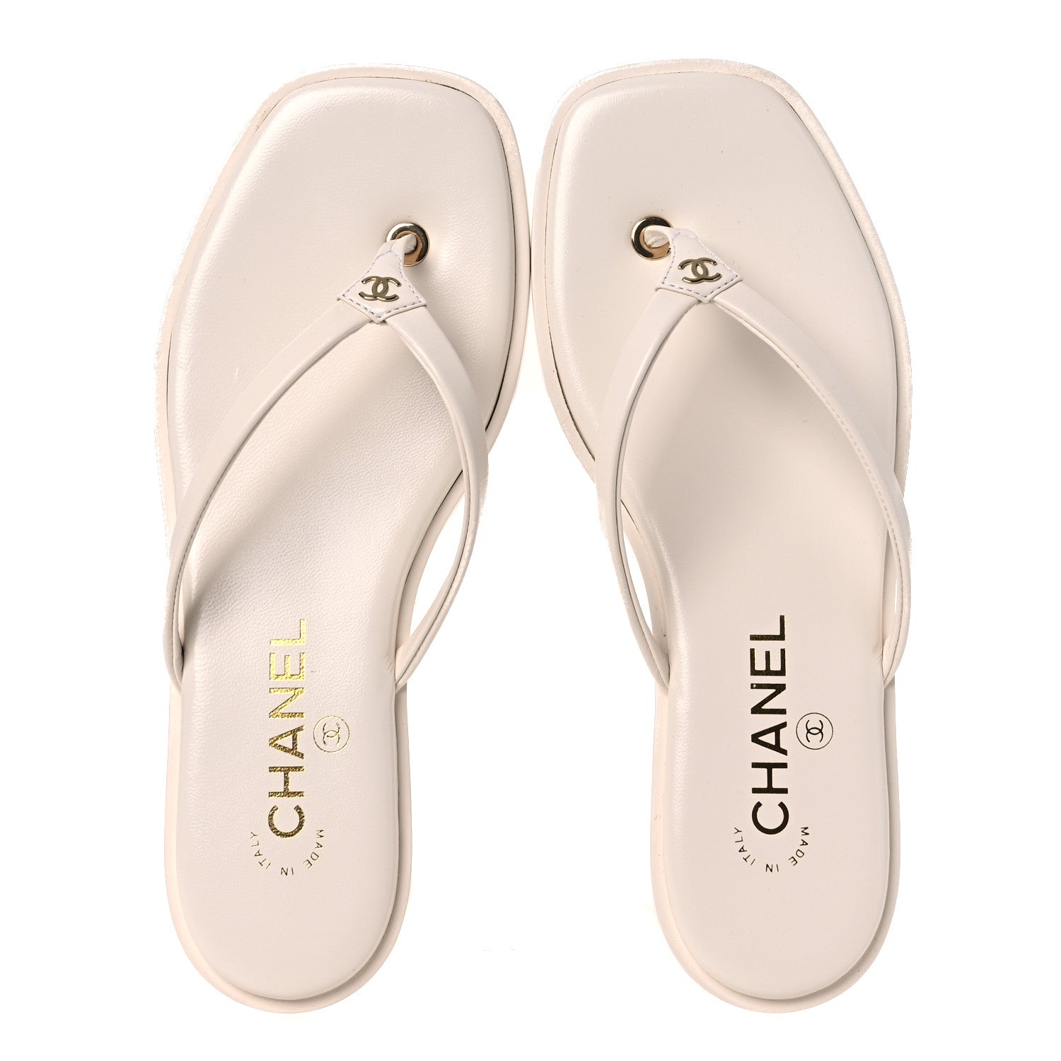 Chanel Goatskin CC Times Square Thong Sandals 37 Beige 2 of 11