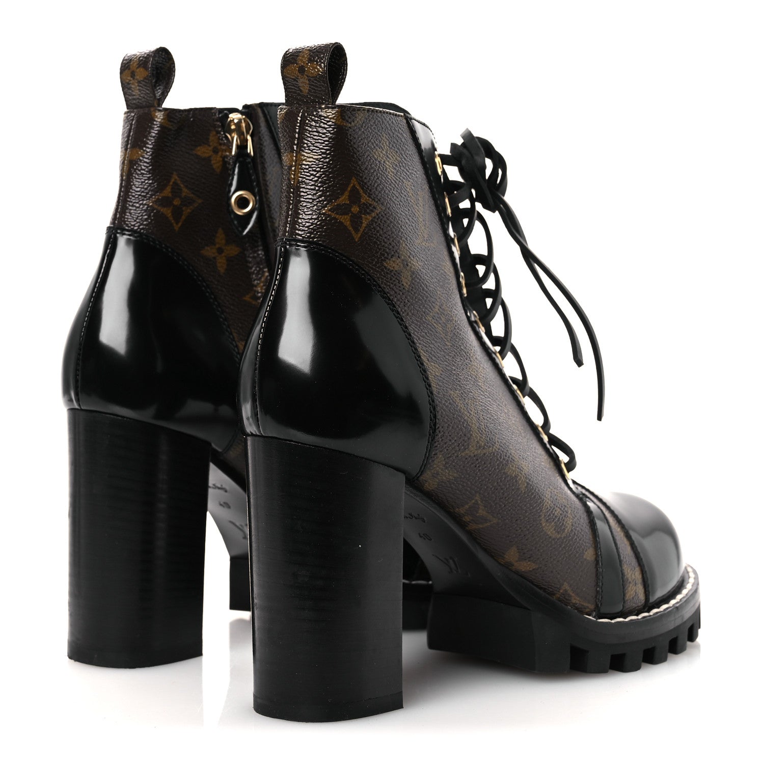 Louis Vuitton Patent Calfskin Monogram Star Trail Ankle Boots 40 Black 5 of 10
