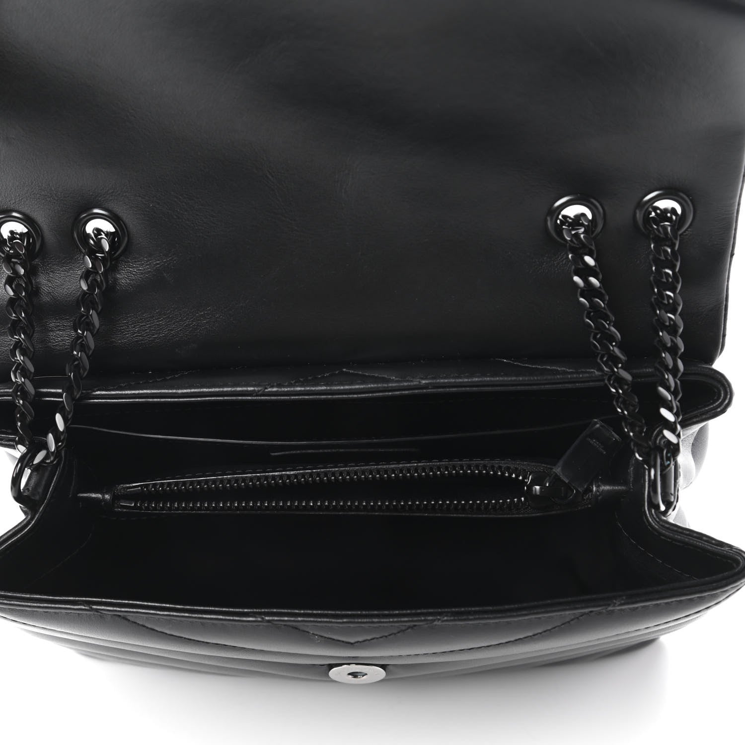 Saint Laurent Calfskin Y Quilted Monogram Small Loulou Chain Satchel Black 5 of 10