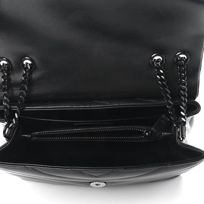 Saint Laurent Calfskin Y Quilted Monogram Small Loulou Chain Satchel Black 5 of 10
