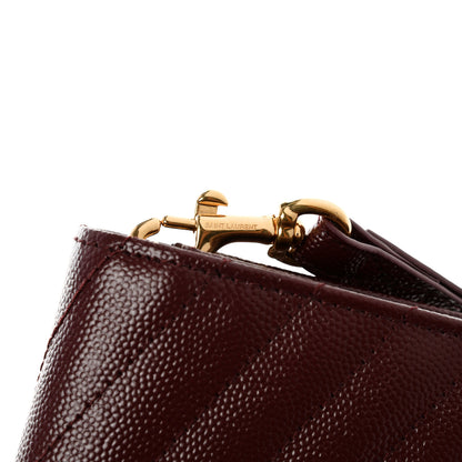 Saint Laurent Grain De Poudre Matelasse Chevron Monogram Envelope Clutch Rouge Legion 9 of 10