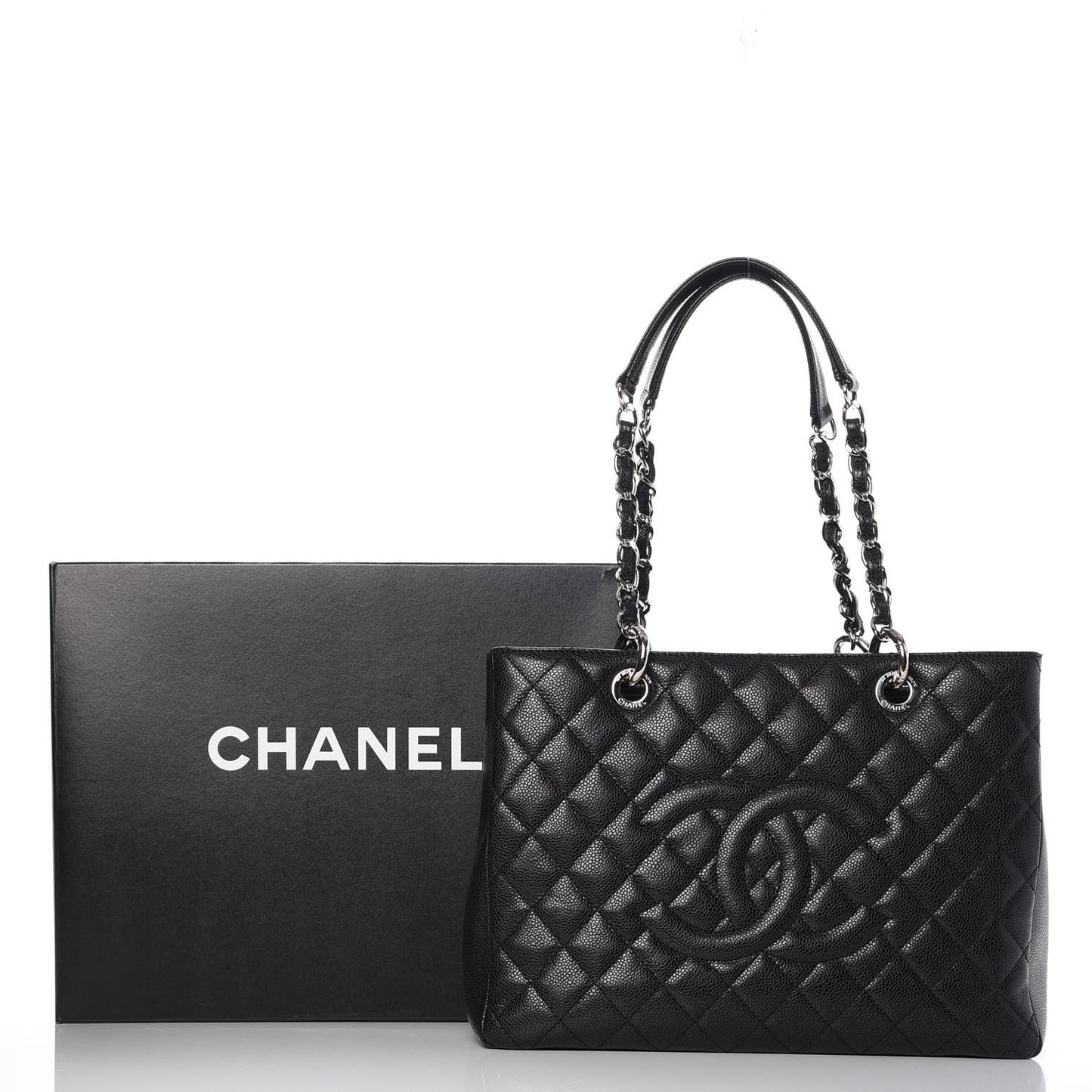 Caviar Quilted Grand Shopping Tote GST Black