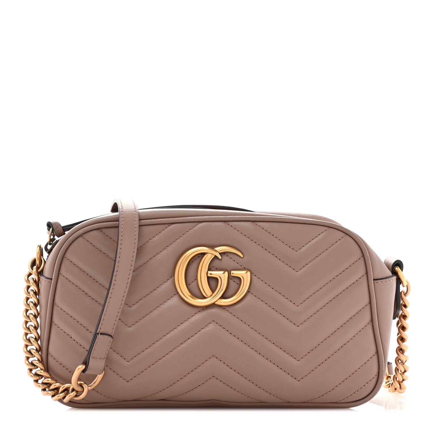 Gucci Calfskin Matelasse Small GG Marmont Chain Shoulder Bag Porcelain Rose 1 of 13