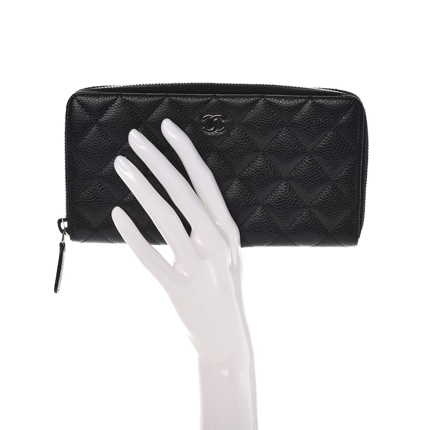 Chanel Caviar Quilted Large Gusset Zip Around Wallet Black 2 of 8