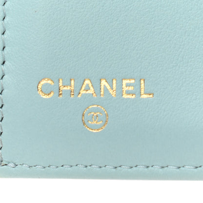 Chanel Caviar Camellia Embossed Compact Wallet Light Blue 6 of 8
