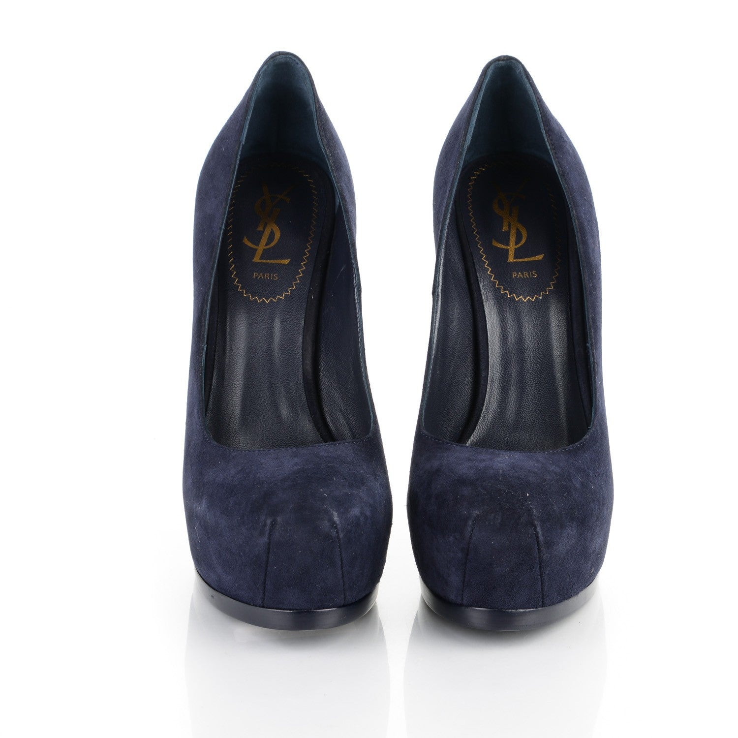 Saint Laurent Suede Tribtoo 105 Platform Pumps 37 Navy 2 of 7
