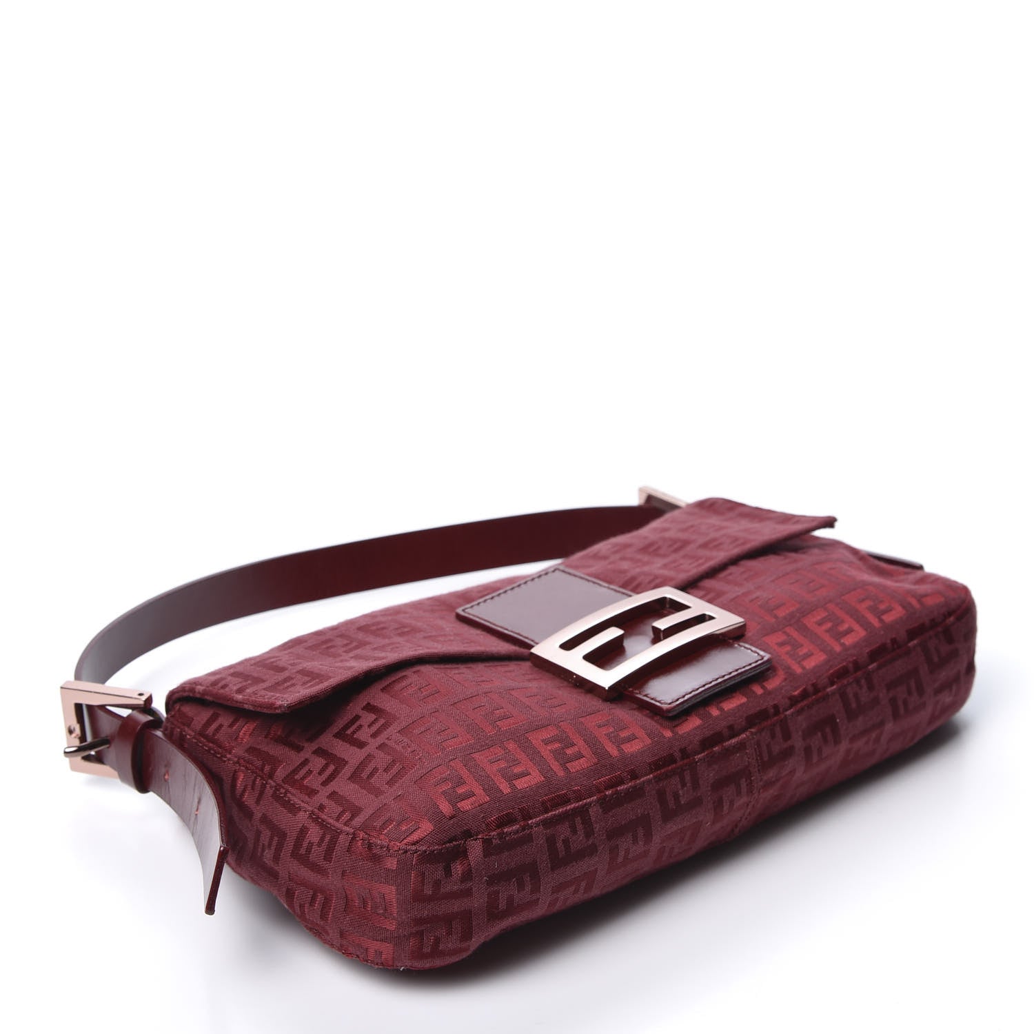 Fendi Zucchino Baguette Burgundy 3 of 8