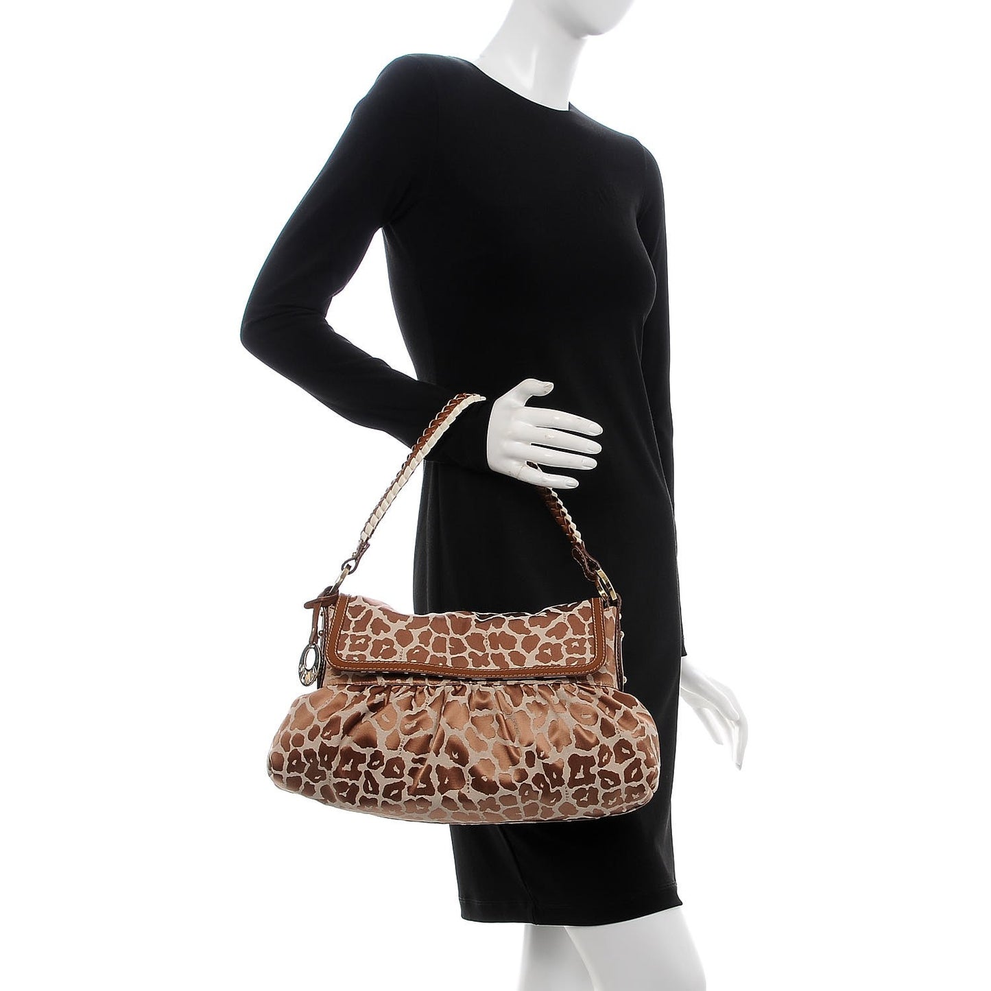 Jacquard Leopard Print Small Chef Shoulder Bag Brown