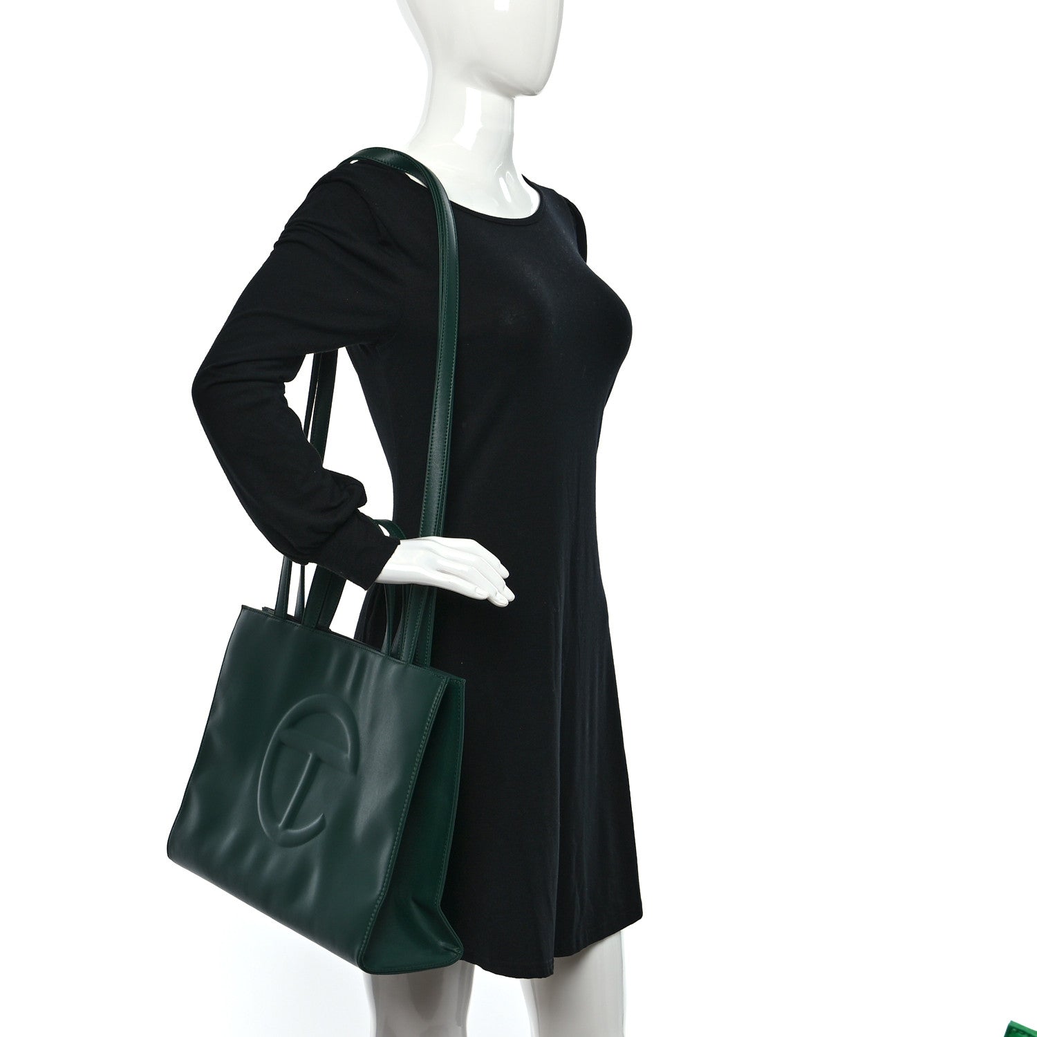 Telfar Vegan Leather Medium Shopping Bag Dark Olive 2 of 8