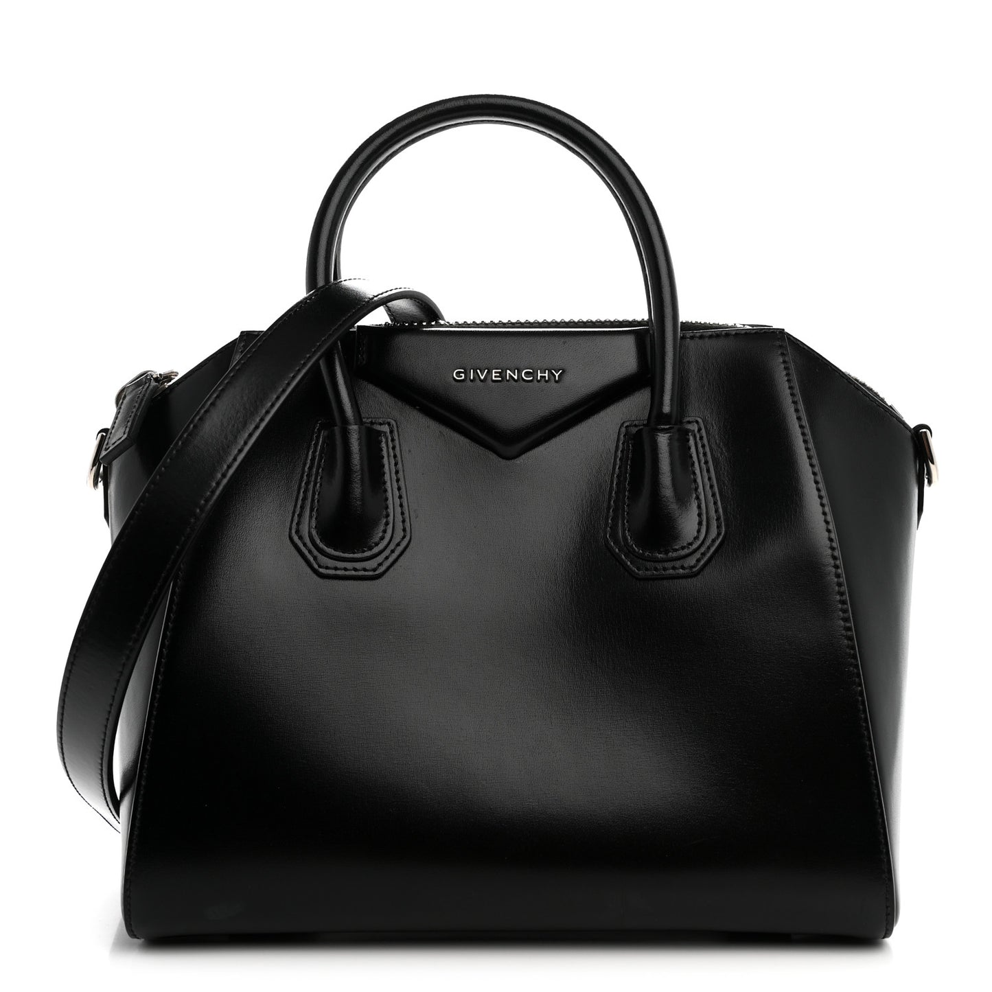 Shiny Lord Calfskin Small Antigona Black