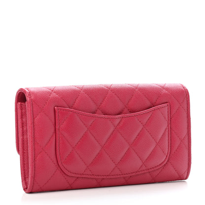 Chanel Caviar Quilted Long Flap Wallet Dark Pink 2 of 4