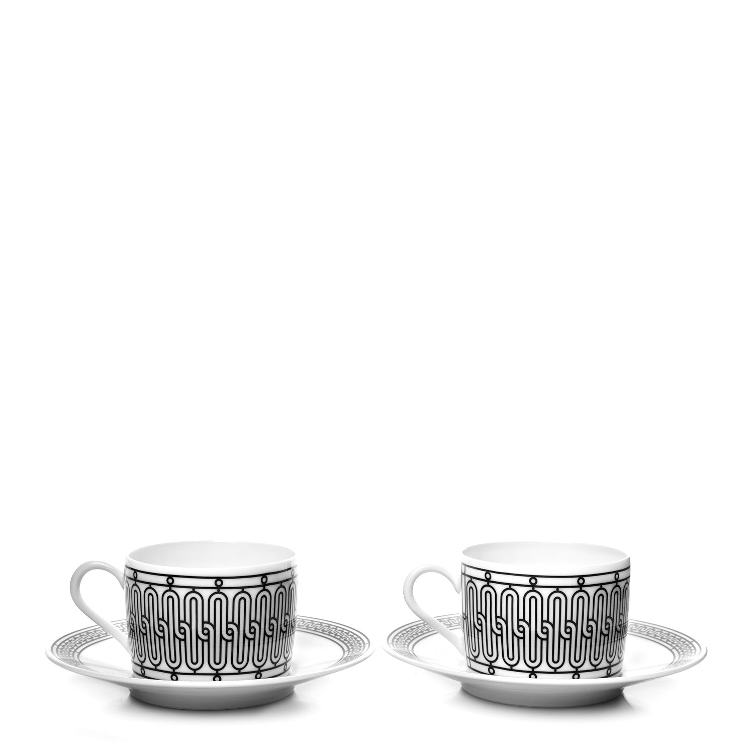 Hermes Porcelain H Deco Tea Cup And Saucer Set Of 2 1 of 9