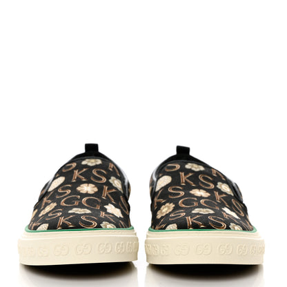 Gucci X KEN SCOTT Canvas Floral Print Mens Tennis 1977 Slip On Sneakers 10 Black Ivory 2 of 8