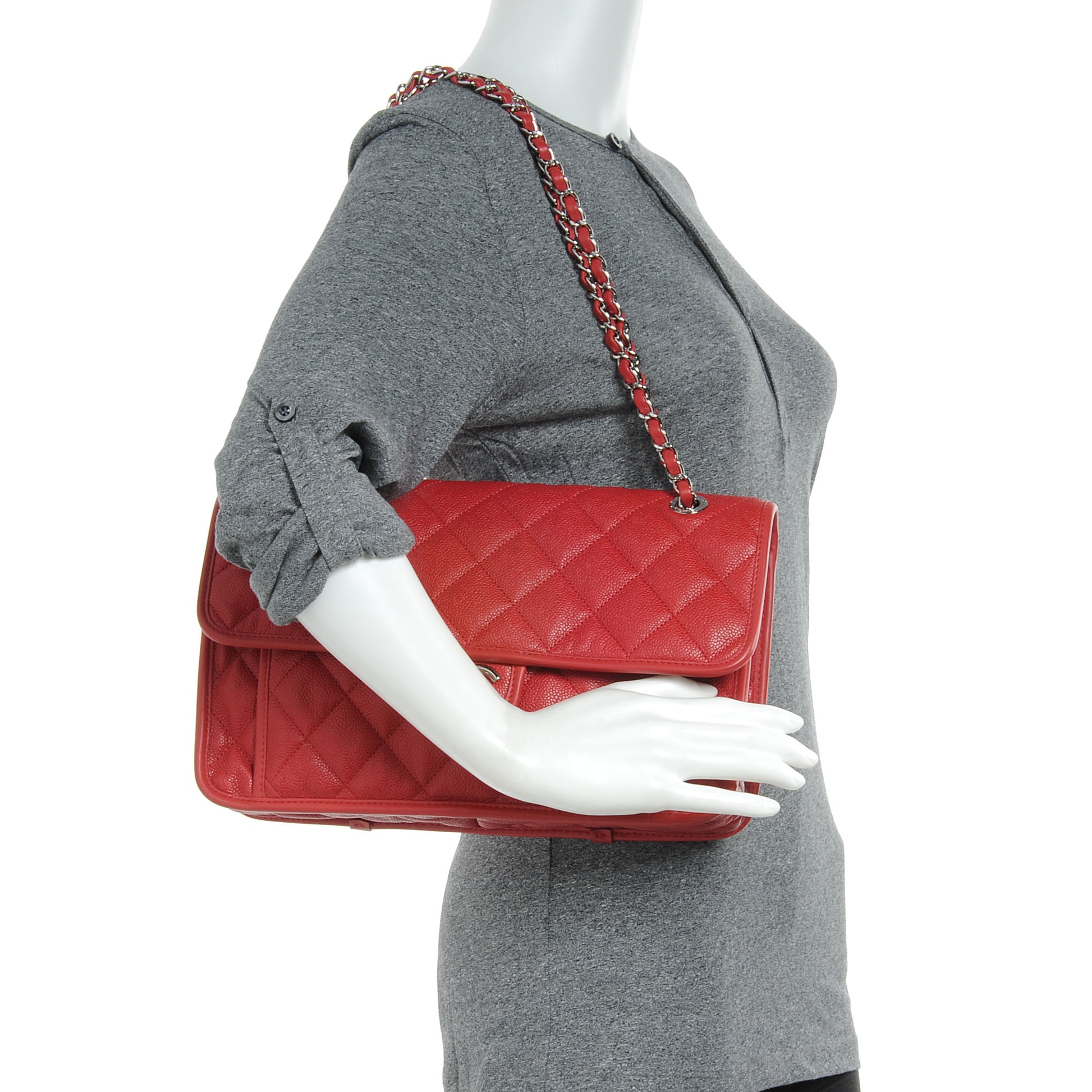 Chanel Caviar Quilted Medium French Riviera Flap Red 2 of 7
