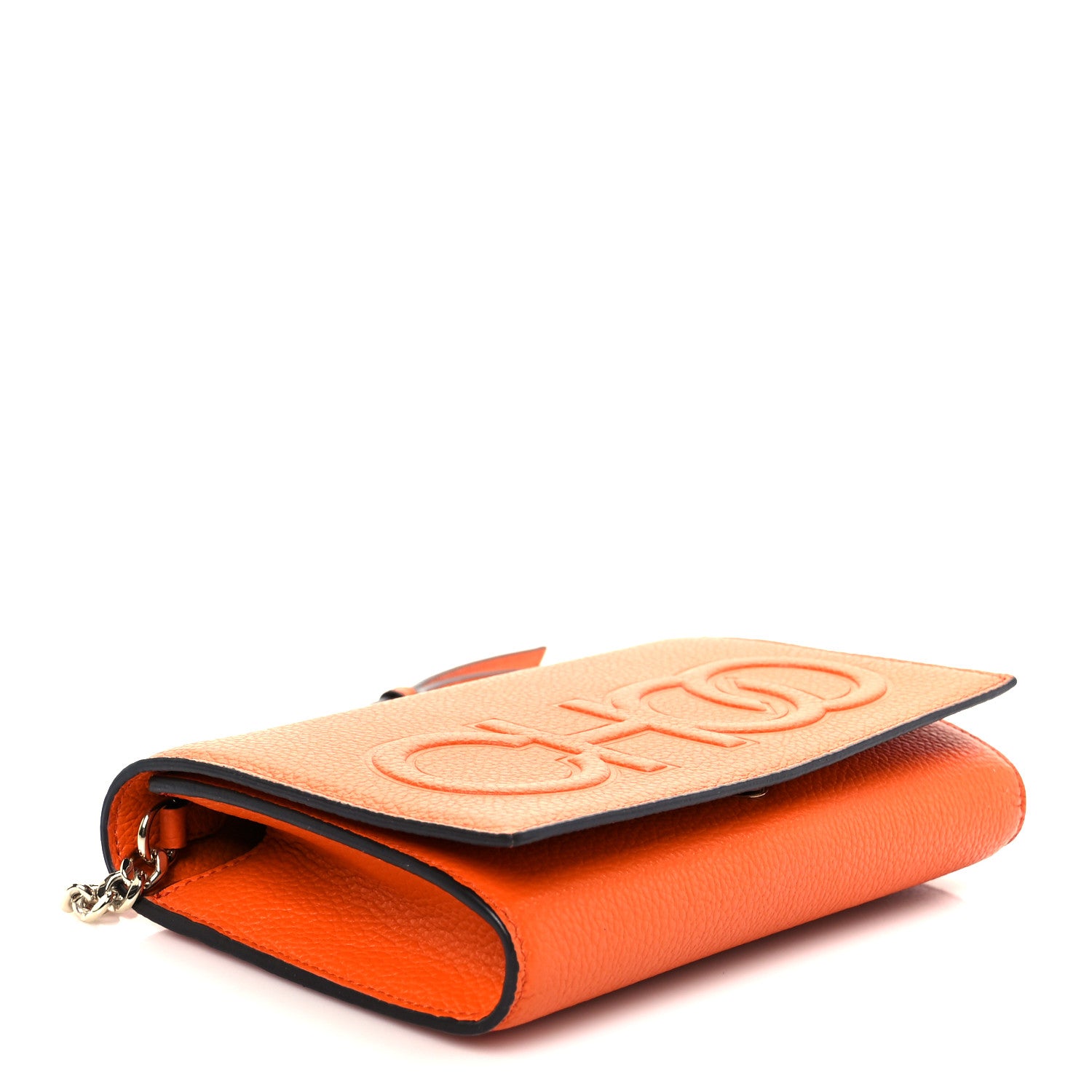 Jimmy Choo Grainy Calfskin Sonia Wallet On Chain Amber Orange