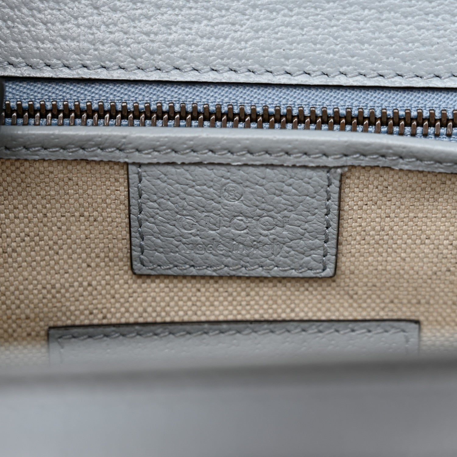Gucci Raffia Textured Dollar Calfskin GG Monogram Small Bamboo 1947 Top Handle Bag Light Blue Natural 6 of 11