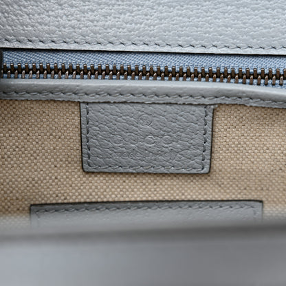 Gucci Raffia Textured Dollar Calfskin GG Monogram Small Bamboo 1947 Top Handle Bag Light Blue Natural 6 of 11