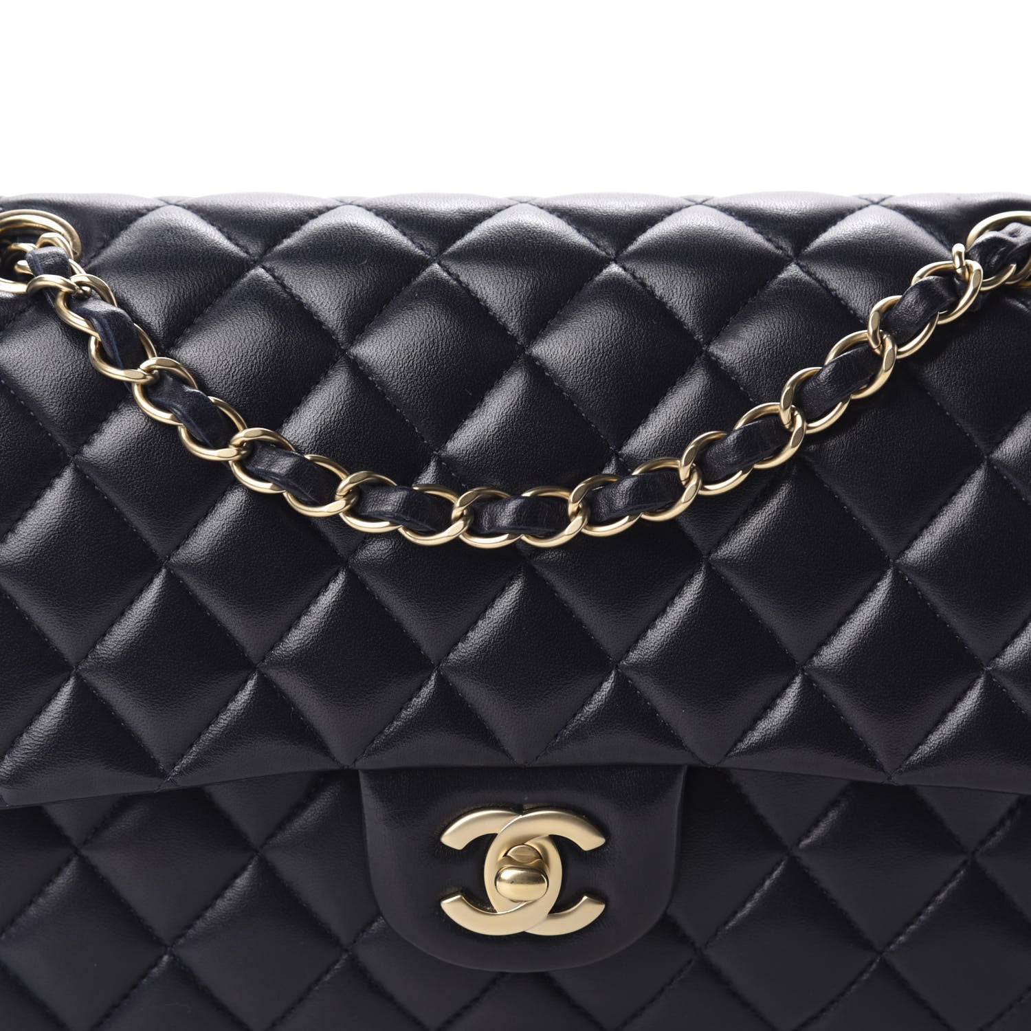 Chanel Lambskin Quilted Medium Double Flap Navy 12 of 12