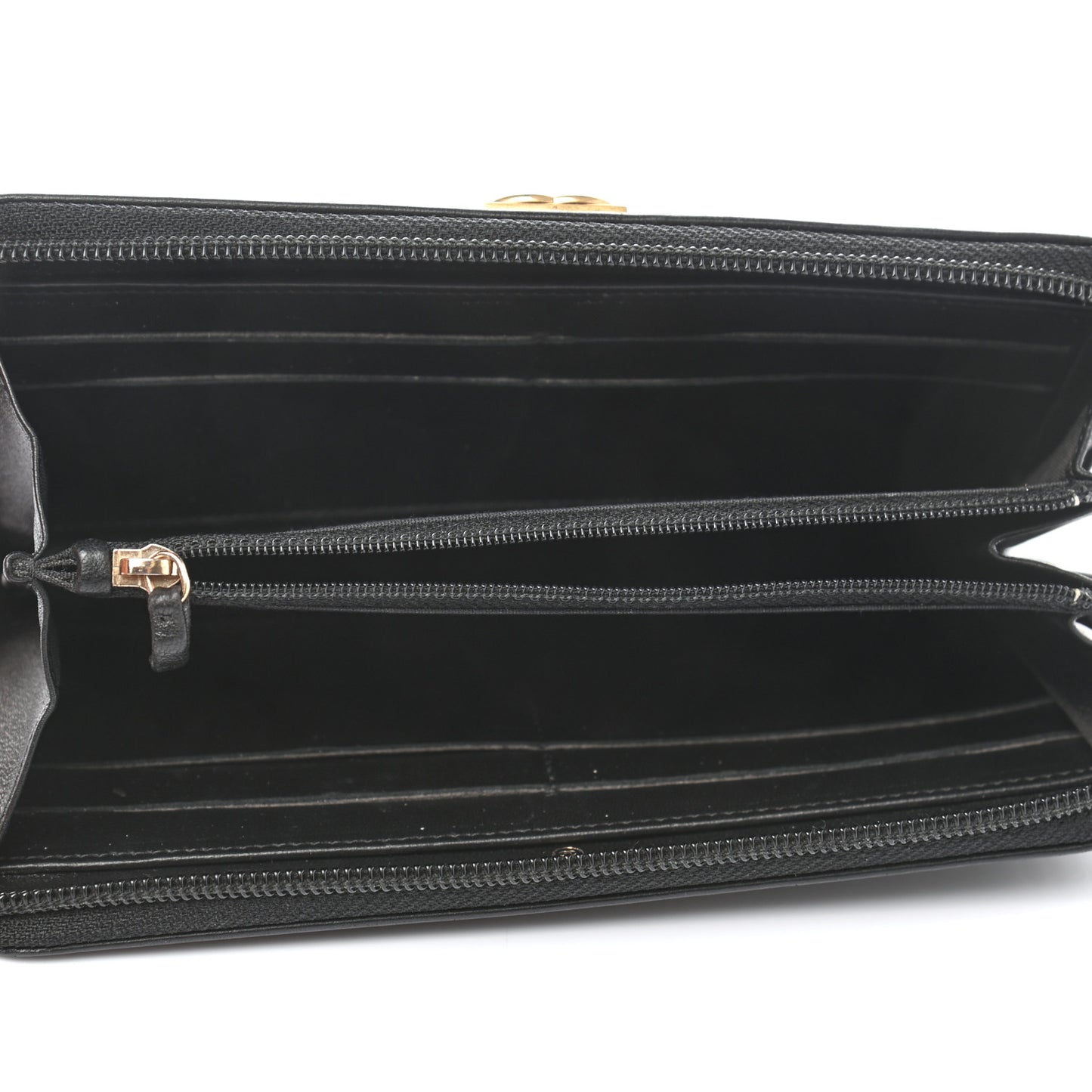 Lambskin Quilted Boy Zip Around Wallet Black