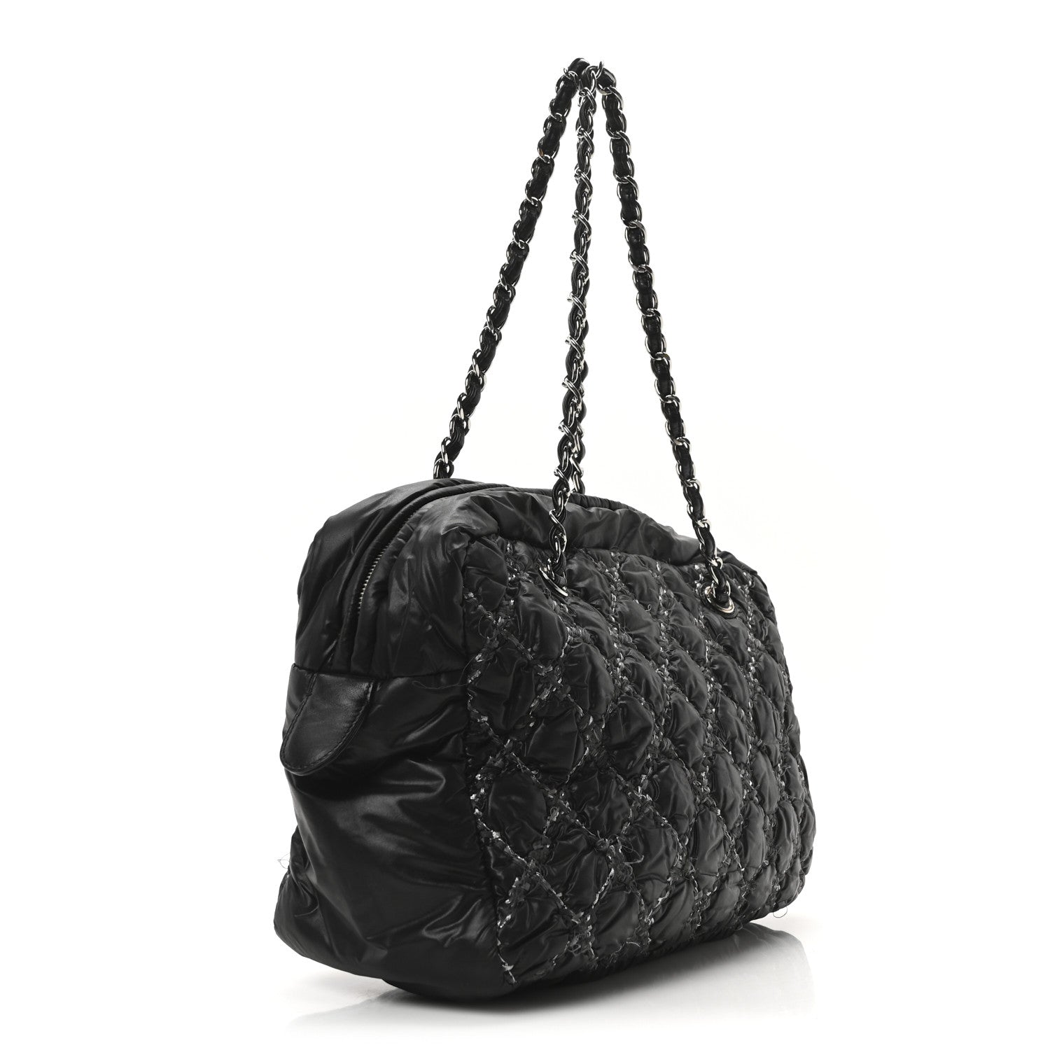 Chanel Nylon Quilted Tweed Stitch Bubble Camera Case Black 3 of 10