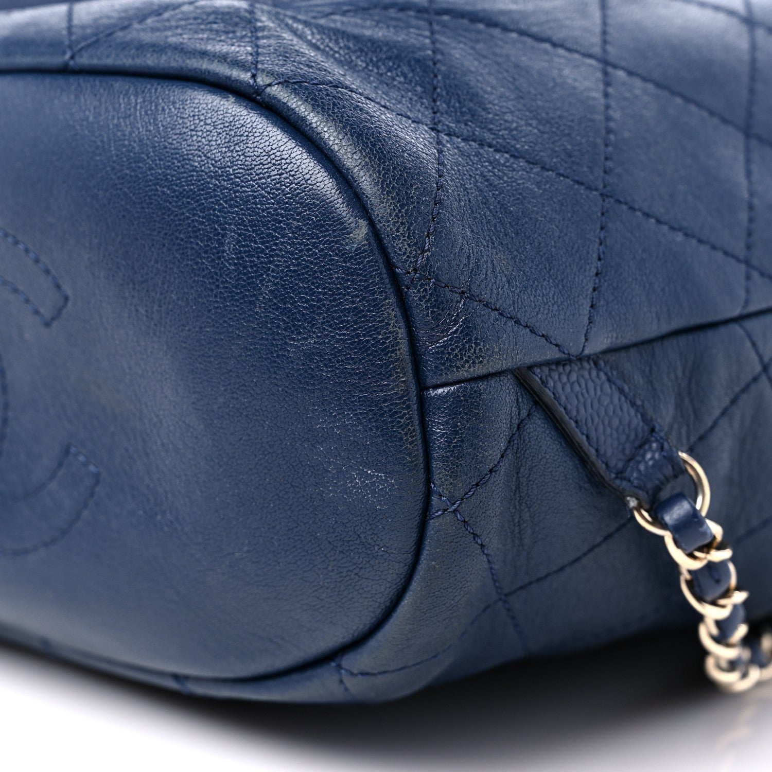 Chanel Sheepskin Caviar Quilted Daily Round Backpack Blue 9 of 16