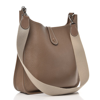 Hermes Taurillon Clemence Evelyne GM Etoupe 4 of 8