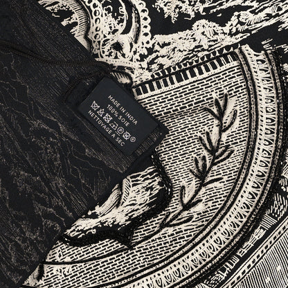 Hermes Silk Twill Sequin Embroidered La Cite Cavaliere La Nuit Scarf 90 Black White 3 of 3
