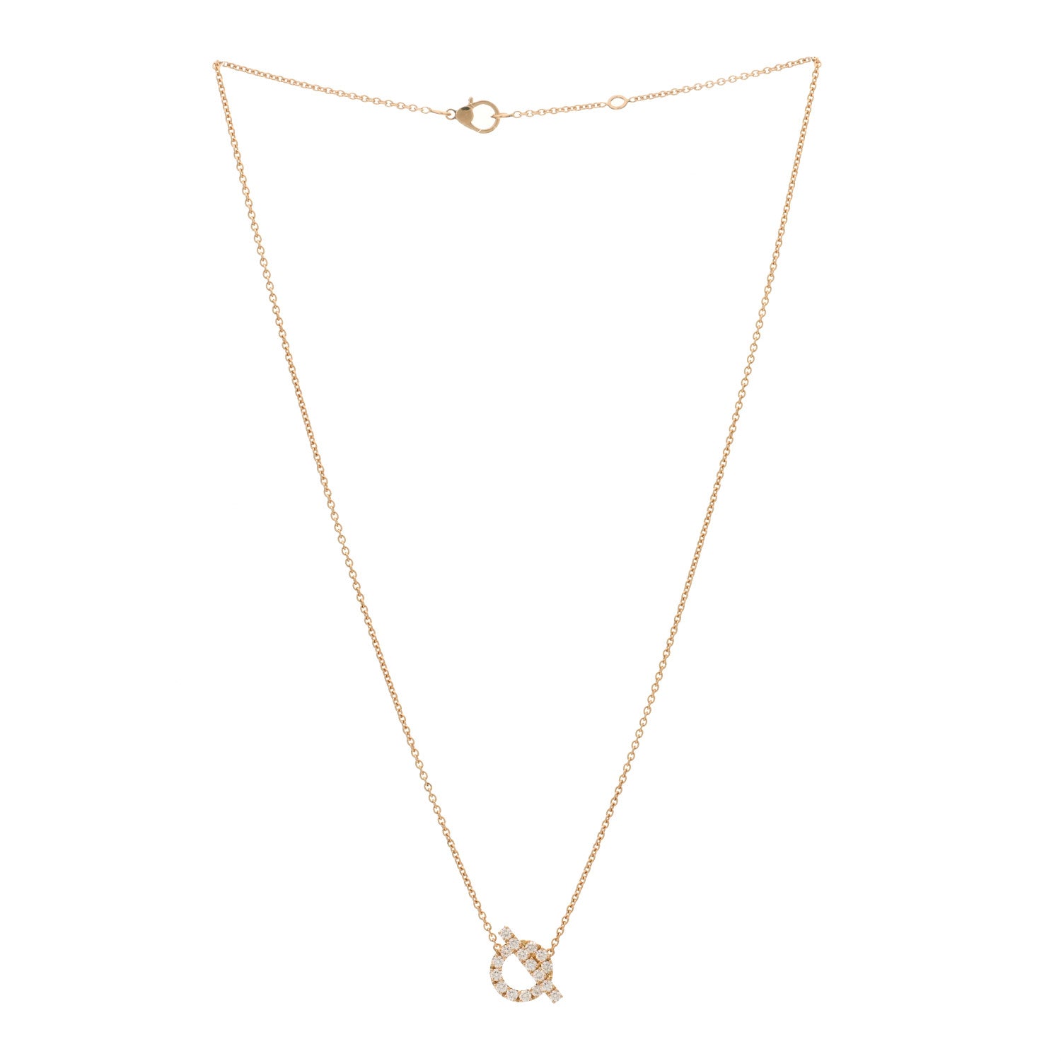 Hermes 18K Rose Gold Diamond Finesse Pendant Necklace 2 of 3