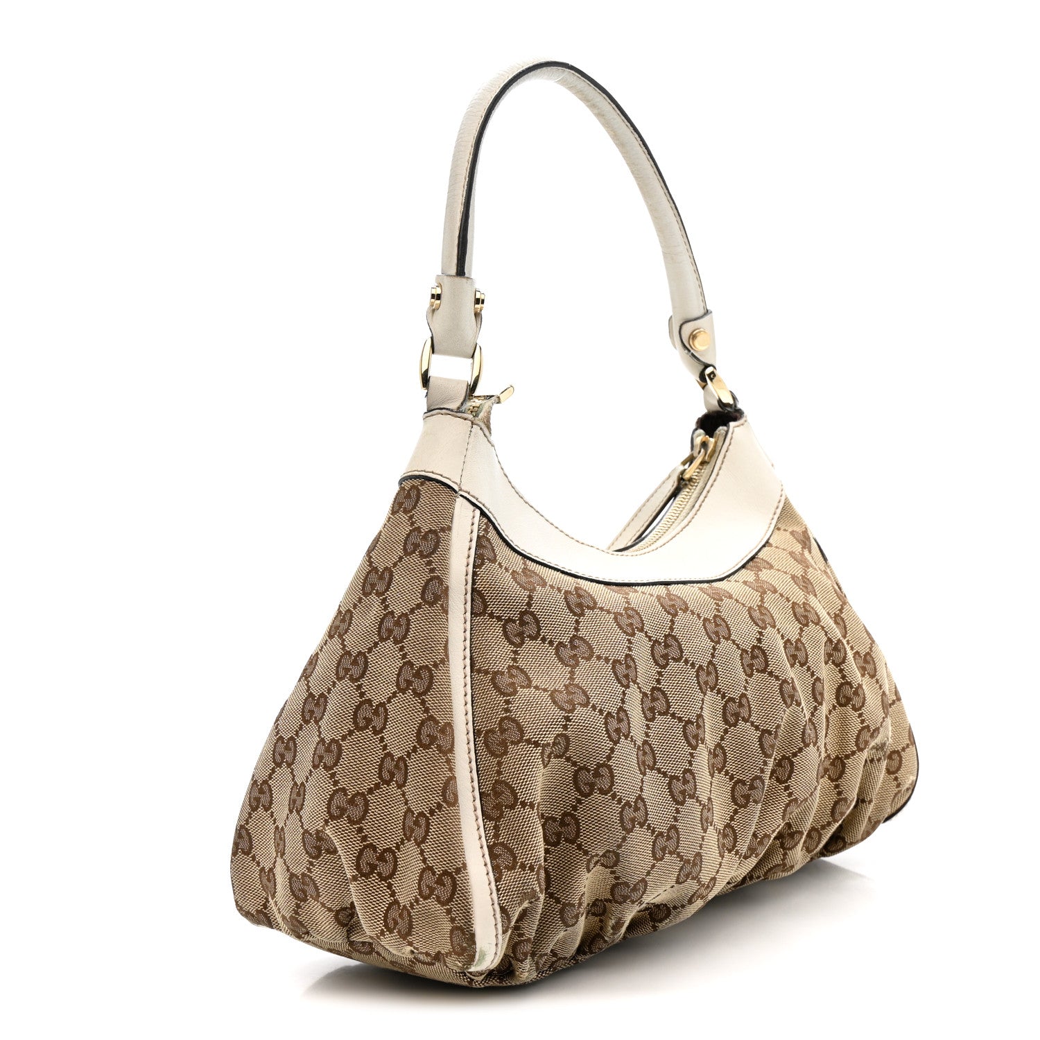 Gucci Monogram Medium D Gold Ring Hobo White 3 of 14