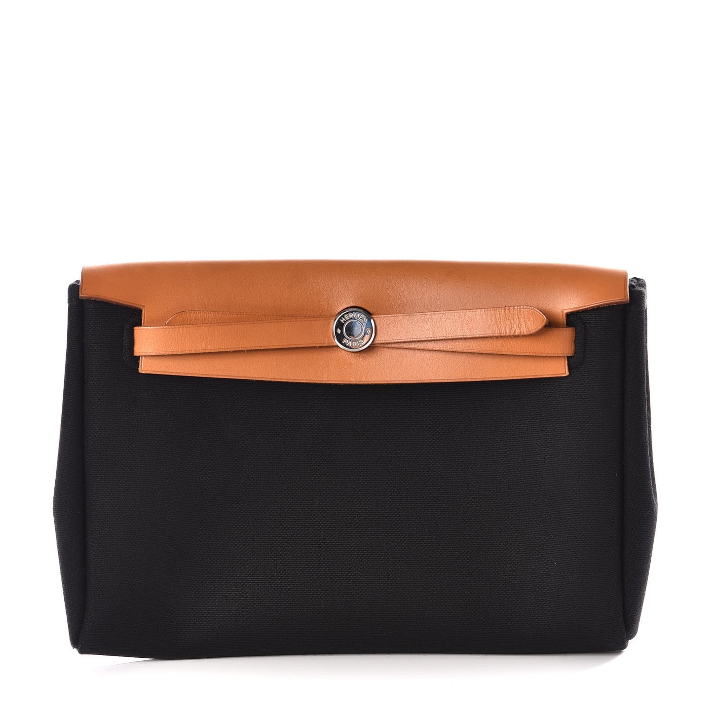 Toile Vache Calfskin Herbag Clutch Natural Black