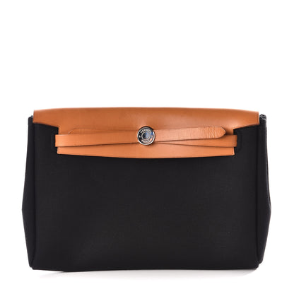 Hermes Toile Vache Calfskin Herbag Clutch Natural Black 1 of 10