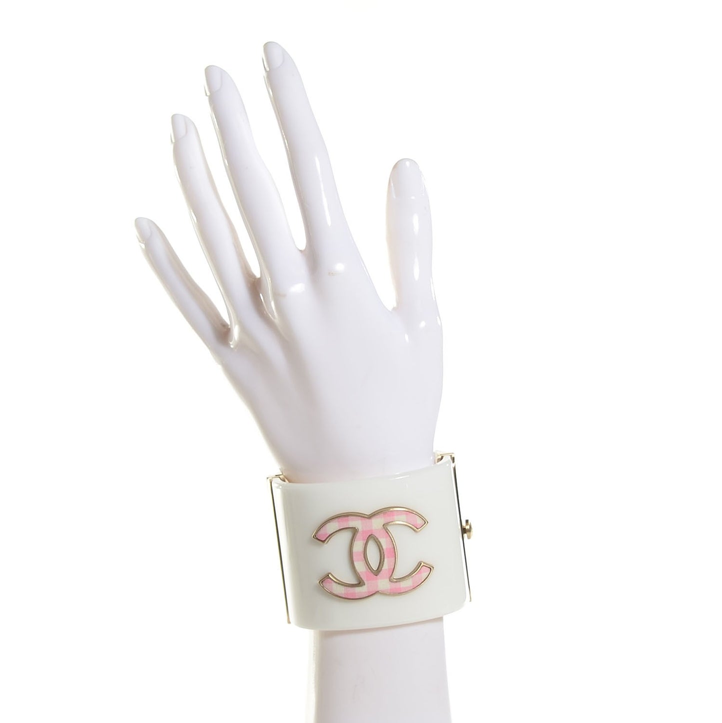 Resin Gingham CC Cuff White Pink