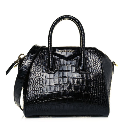 Givenchy Calfskin Crocodile Embossed Mini Antigona Black 1 of 11