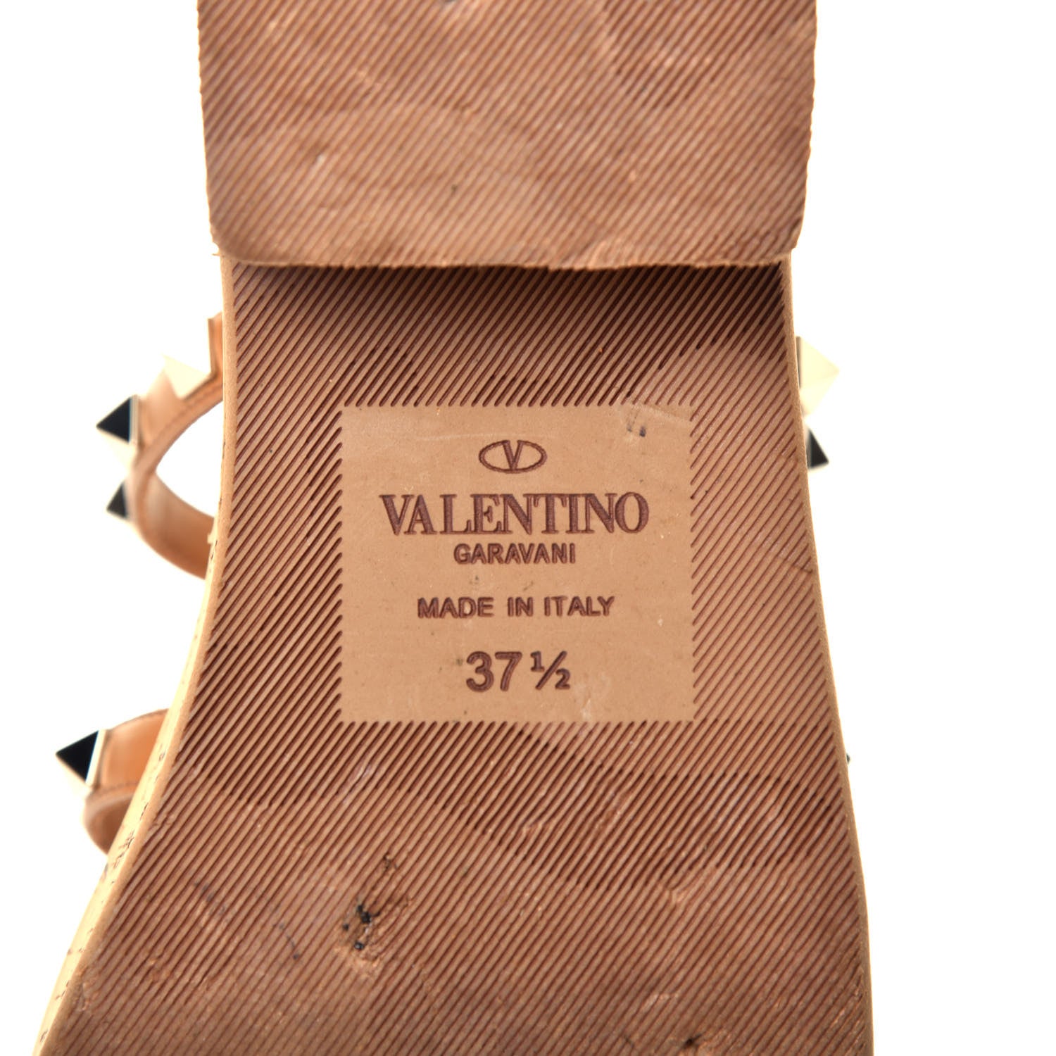 Valentino Garavani Calfskin Cork Rockstud Caged 30/50mm Platform Sandals 37.5 Tan 8 of 9