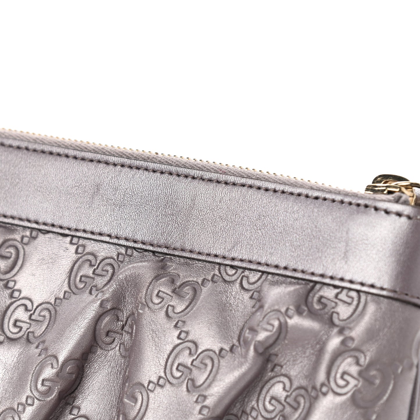 Metallic Soft Guccissima Heart Wristlet Senanque