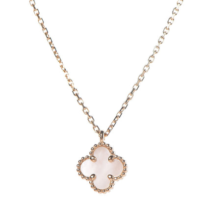 Van Cleef & Arpels 18K Yellow Gold Mother of Pearl Sweet Alhambra Pendant Necklace 4 of 9